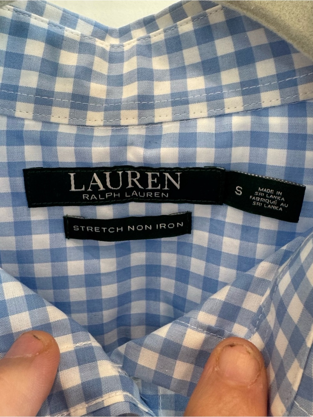 Ralph Lauren Blue & White Gingham Button-Down Shirt - Picture 2 of 7